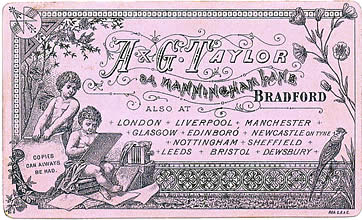 Photo-back of A&G Taylor of Bradford with its emphasis on Art rather than technology Photo-back of A&G Taylor of Bradford with its emphasis on Art rather than technology