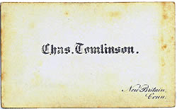 Illustration - carte back of Charles Tomlinson, of New Britain, Connecticut Illustration - carte back of Charles Tomlinson, of New Britain, Connecticut