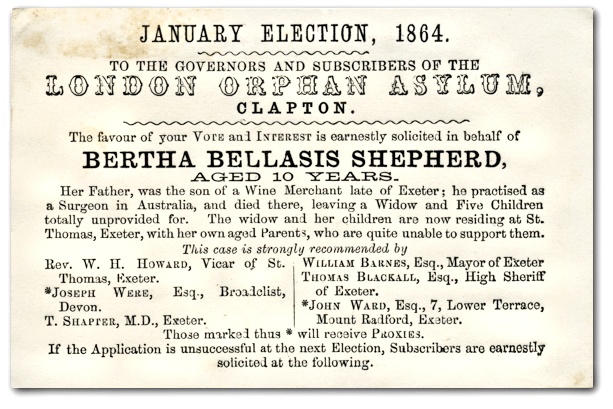 Image of charity election card  1864