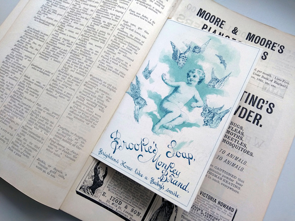 Brooke's Monkey Brand Soap advertising inset in situ
