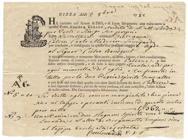 Bill of Lading 1782 Bill of Lading 1782